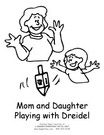 Mom and Daughter with Dreidel