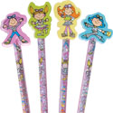 Glitter Girl Pencils with Eraser Topper