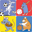 Happy Critters Athletes Stickers - Roll