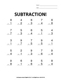 First Grade Math - Subtraction