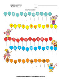Kindergarten Missing Numbers - Balloons