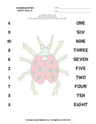 Kindergarten Match Numbers - 1