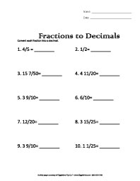 Fractions to Decimals