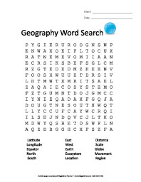 Geography Word Search